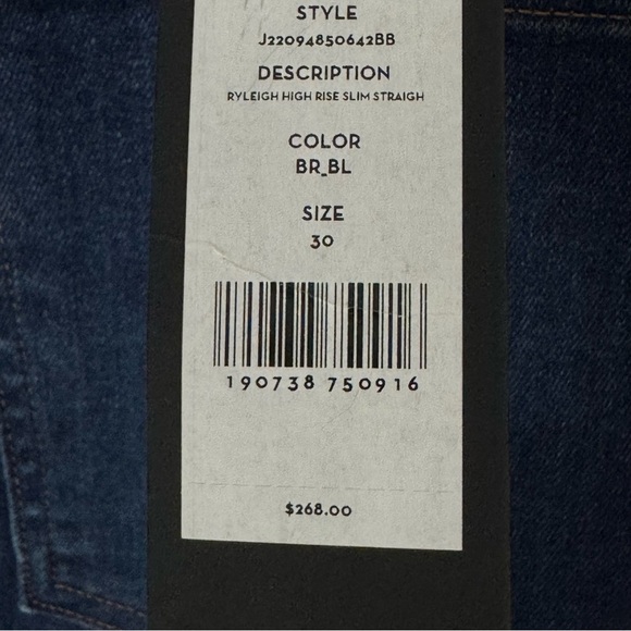 NWT VERONICA BEARD Ryleigh Slim
Straight High Rise Jeans Bright Blue Raw Hem 30 - Picture 3 of 16